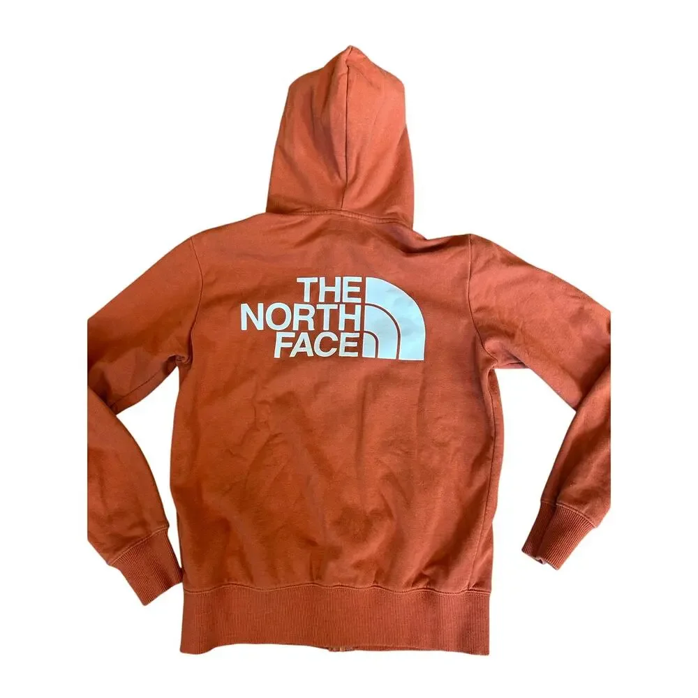 The North Face Men’s Small Rust Orange Full Zip Hoodie Logo Sweatshirt